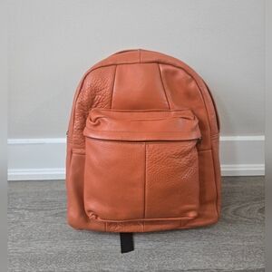 Vintage Leather Backpack Cognac Brown Boho Handcrafted Rucksack
